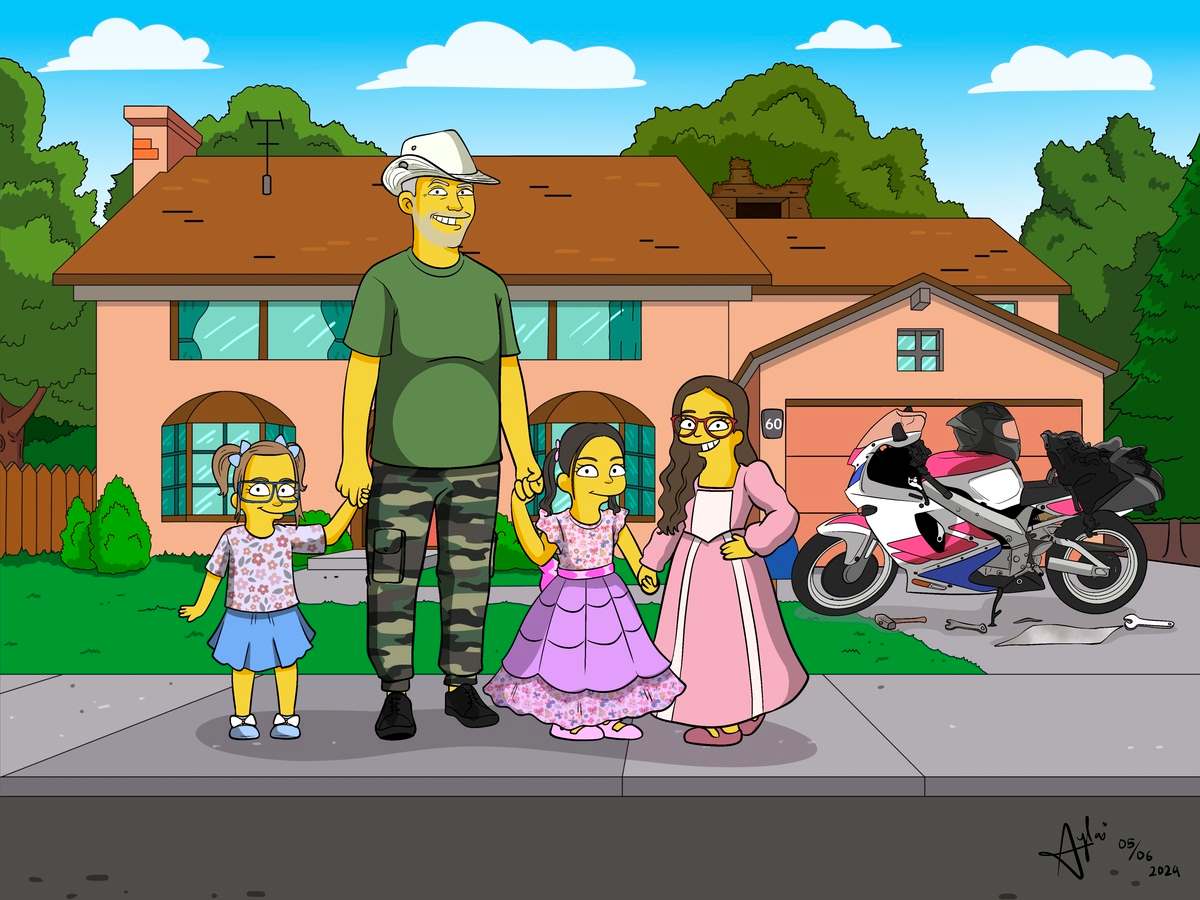 Portrét jako Simpsonovi dům s dětmi
